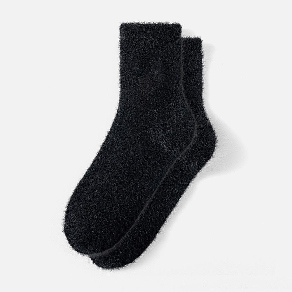 Solid Faux Mink Fleece Warm Socks Thickened Plush Socks New Fleece Lined Socks Women's Wear