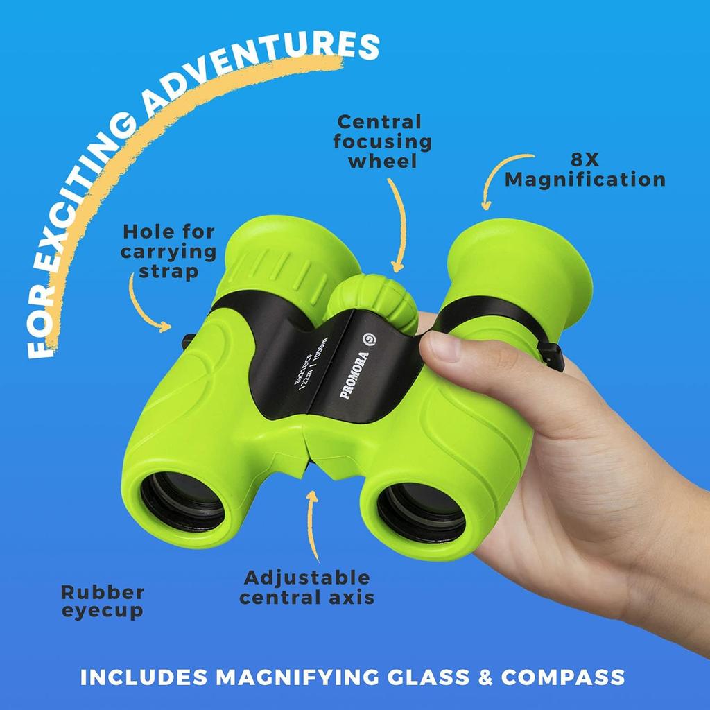 8X Binoculars for Kids Magnifying Glass & Compass Set Telescope Toy for Baby Boys & Girls Kids Binoculars Gifts for Boys Girls