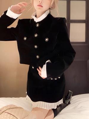 Элегантный черный комплект из двух предметов Hepburn Velvet, французский винтажный костюм с юбкой для вечеринки, осенне-зимний теплый комплект для выпускного в корейском стиле