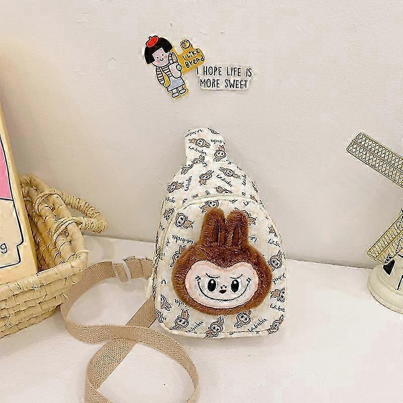 1Pcs Cartoon Labubu Plush Crossbody Chest Bag Cute Kawaii Children's Messenger Bags Outdoor Casual Satchels Portable Backpacks