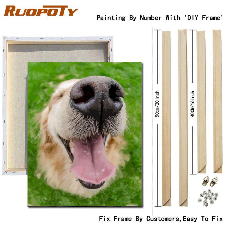 RUOPOTY Рамка для самостоятельной сборки, кошки, животные, картины по номерам, наборы для самостоятельной сборки, ручная роспись маслом, современное настенное искусство, холст для домашнего декора 40x50 см