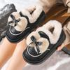 Waterproof Leather Cotton Shoes, Winter New Thick-soled All-inclusive and Indoor Bow Velvet Warm Cotton Shoes