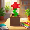 1 Piece Pixel Rose Flower Ornament, 3D Printed Unique Flower Decoration, Plastic Flower Item Suitable for Bedside Table, Desktop, Office