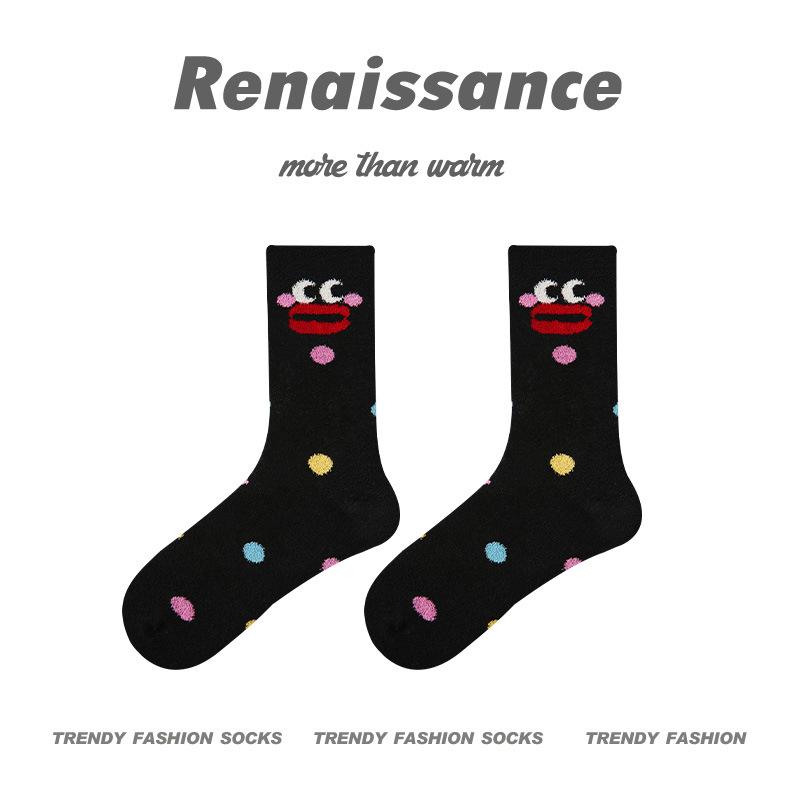 Женские носки Renaissance Polka Dot Mid-Tube Socks - Милый стиль осень/зима, толстые и теплые, имитация норки