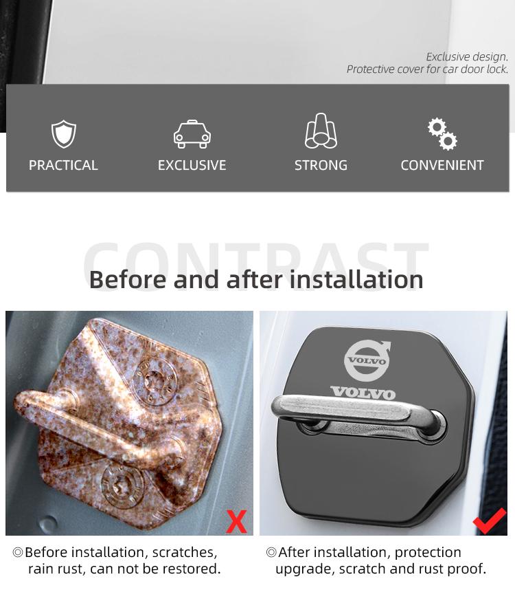 For Volvo Car Door Lock Protective Cover For Volvo XC40 XC90 V40 V90 V60 XC60 S80 S60 S90 C40 V70 XC70 Accessories Car Styling