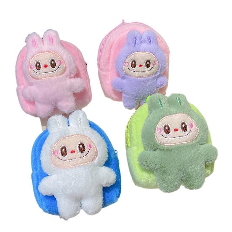 Новый плюшевый кошелек для монет Labubu, Плющеный плетеный шнур, Брелок, Мультяшный кошелек для мелочи, Милый кулон для рюкзака, Повседневная портативная сумка, Подарок