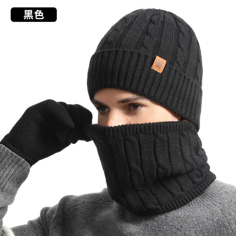 Winter Warm Knit Hat Scarf Gloves Set Men - Alpaca Wool Blend Thick Fleece Lined Outdoor Cycling Skiing Cold Weather