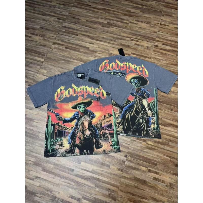 Mens Oversized Graphic Tee With Skull Print Washed Vintage Cotton T-Shirt Loose Fit Short Sleeve Crew Neck