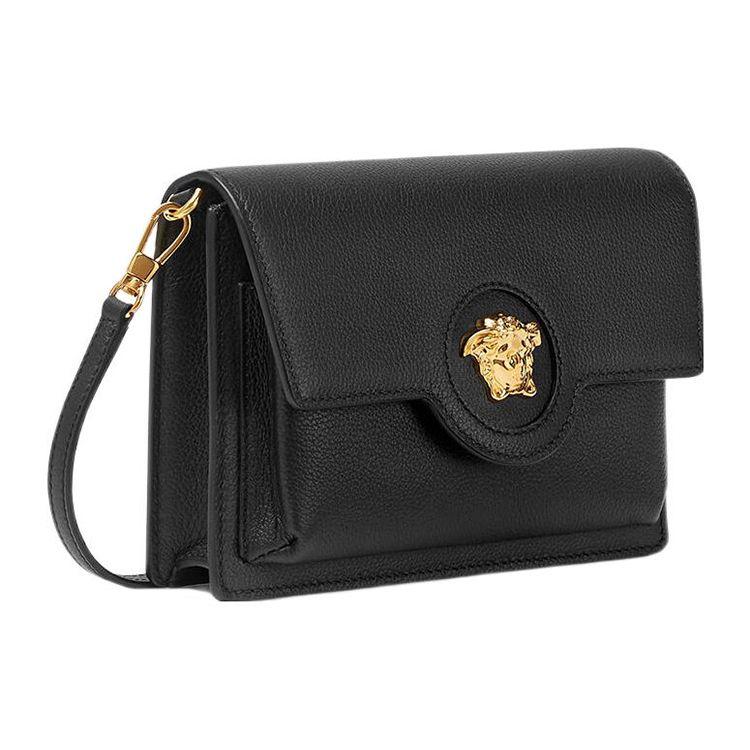 Versace Голова Медузы Регулируемый Съемный Плечевой Ремень Маленькая Телячья Кожа с Отделкой из Кожи Ягненка Сумка Через Плечо Женская Сумка Через Плечо 1007678-DVIT2T-1B00V