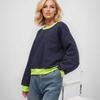 European and American autumn new women's clothing long-sleeved crew neck casual new contrasting colors cross-border simple sports style women's sweate