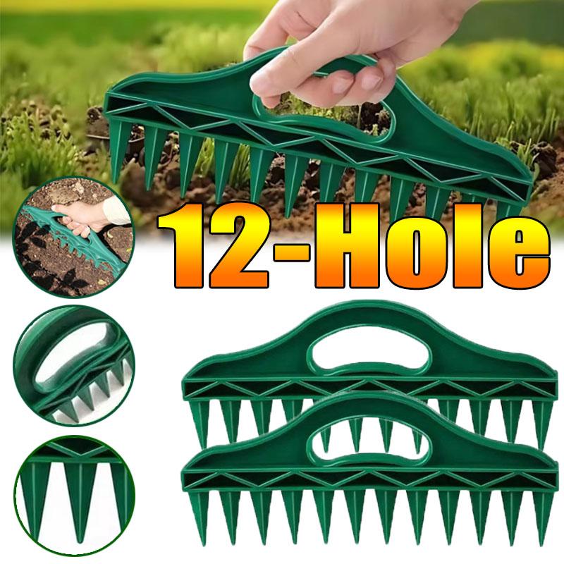 1-3PCS Seeds Spreader Seed-in Gardening Manual 12-Hole Soil Digger Portable Seeds Spacer Soil Puncher for Planting Seeds Soil Loosening