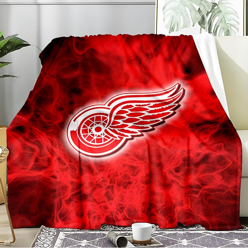 Red Wings Logo Blanket Flannel Throw for Sofa, Indoor, Camping, Living Room, Office, Chair, And Bed Soft Birthday Gift
