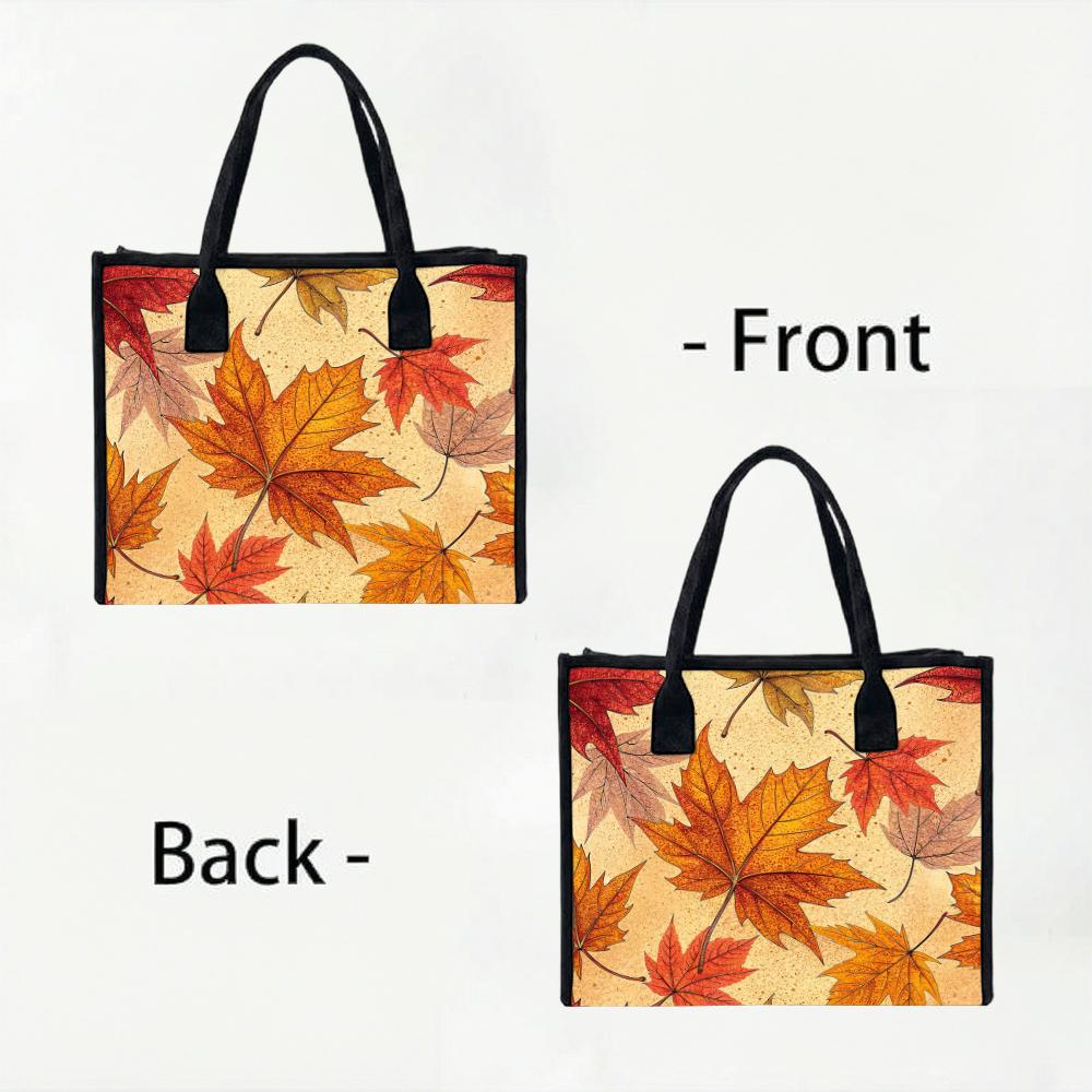 Autumn Maple Leaf Printed Tote Bag for Daily Use Portable Casual Women's Handbag Perfect for Shopping Outings