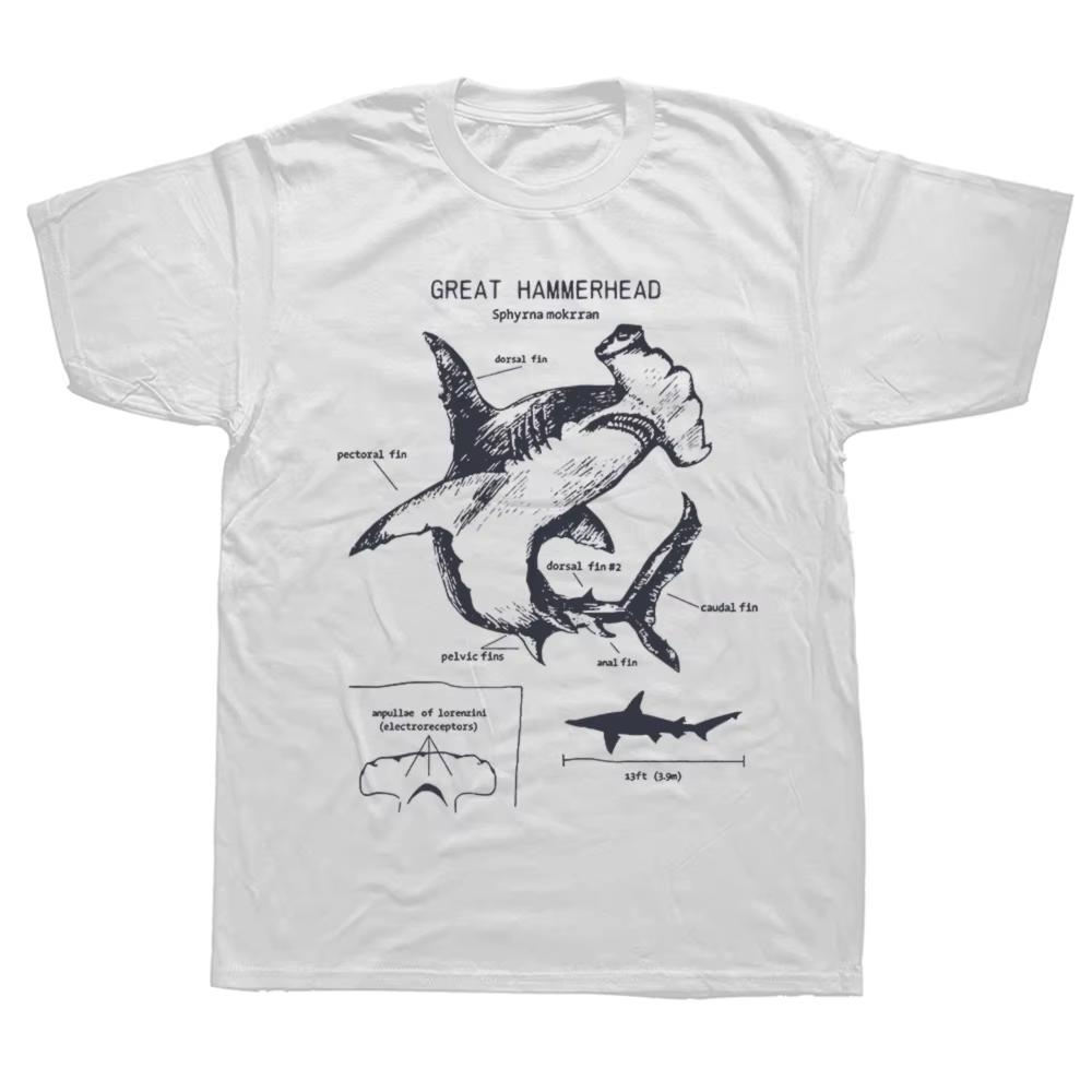Hammerhead Shark Anatomy Tshirt New Summer Unisex Short Sleeve Hip Hop Beach Animal Style Boy Casual T