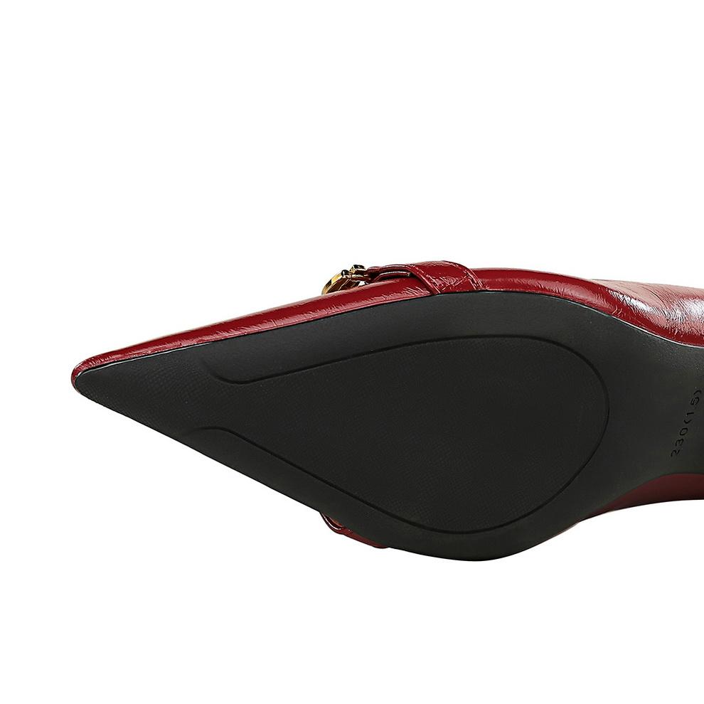 Женские туфли на высоком каблуке в стиле ретро, туфли на высоком каблуке с острым носком и металлическим ремнем с пряжкой, декоративные одинарные туфли