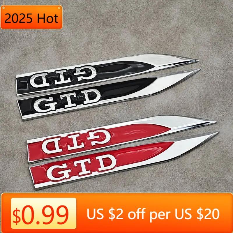 Hot 2Pcs Red Black Metal Logo GTD Emblem Car Fender Side Badge For Volkswagen VW Golf 7 6 5 4 MK4 Polo Jetta GTD Sticker Accesso NA2