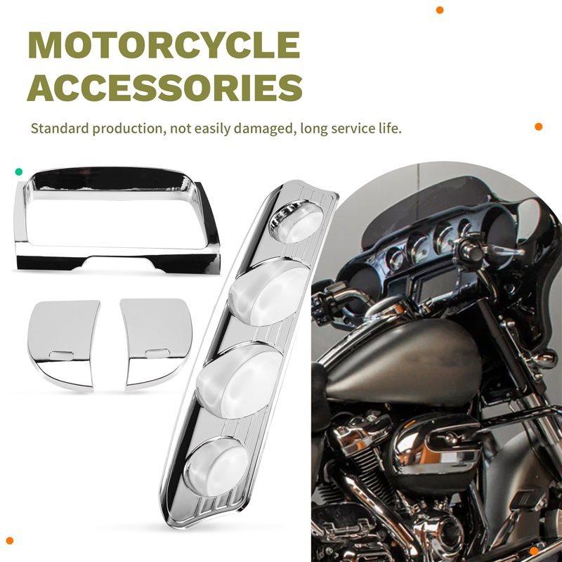 Reliable-For Street Glide Electra FLHT Glide Ultra 14-23 Front Gauge Stereo Chrome Accent Trim Cover Dash Switch Panel Ki
