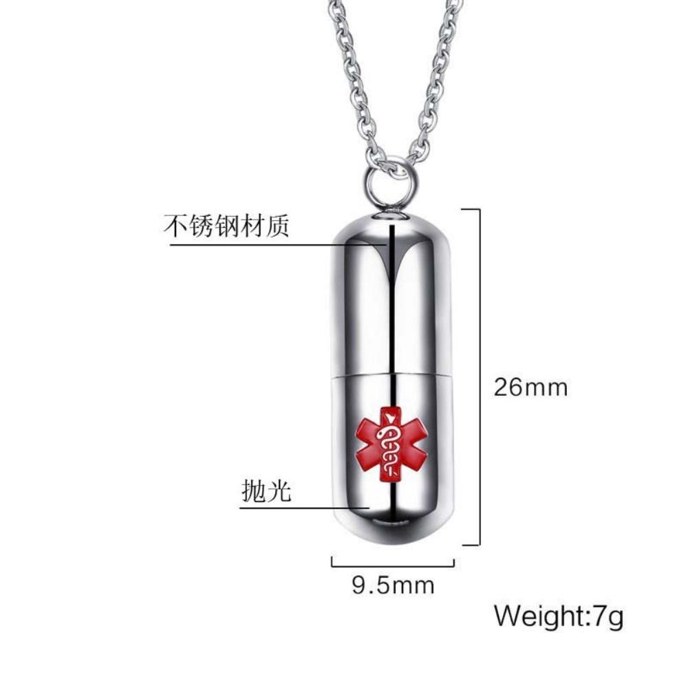 Stainless Steel Medical Logo Pill Pendant Open Wish Jewelry Urn Necklace Jewelry