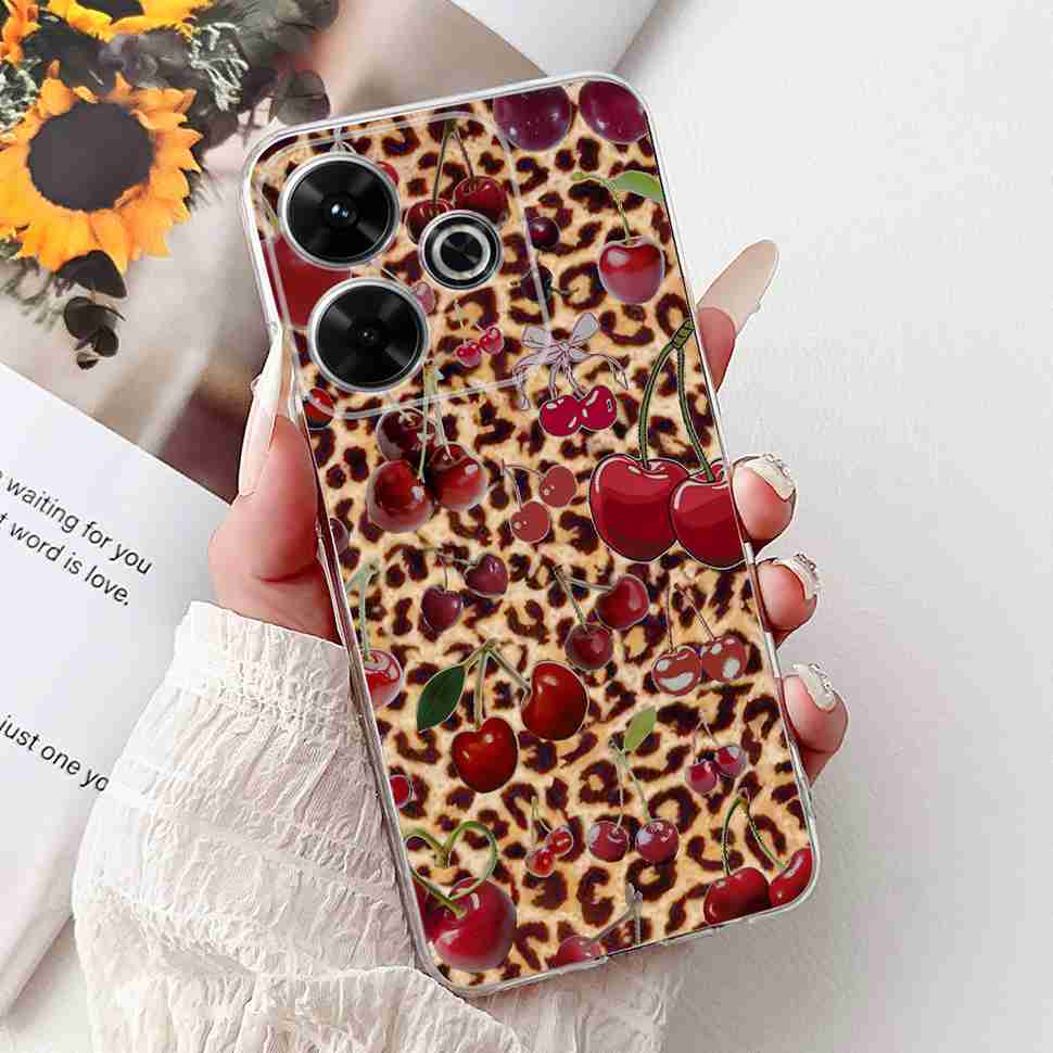 For Xiaomi Redmi 13 4G Case Fashion Girl Flower Silicone Soft TPU Shockproof Cover Coque For Redmi13 redemi13 Bumper Phone Case