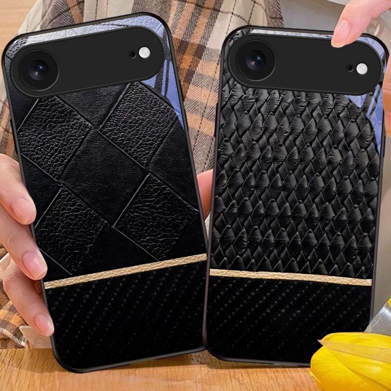Элемент с текстурой чешуи Для iPhone 11 Pro 12 13 mini 14 15 Pro Max 16 E 17 Air XS Max XR 8 7 Plus SE 5 6 Черный Стеклянный чехол для телефона