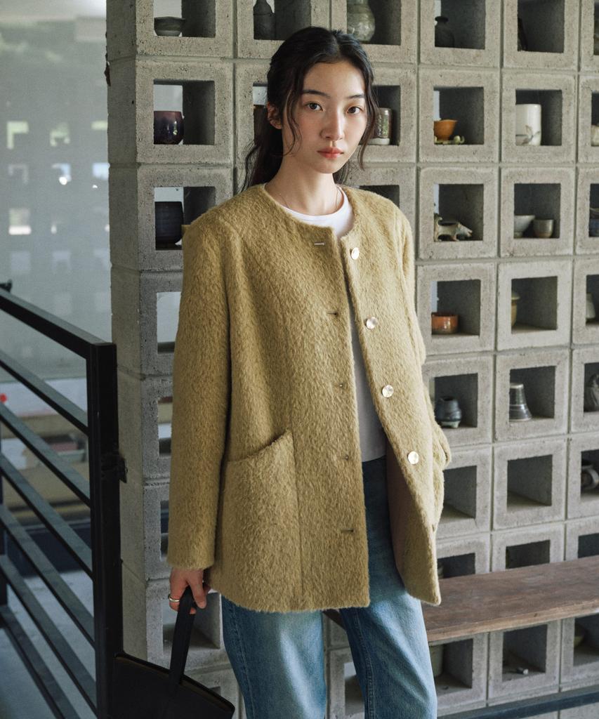 STEP AROUND Suri Arpaca Round Mid Jacket_Beige