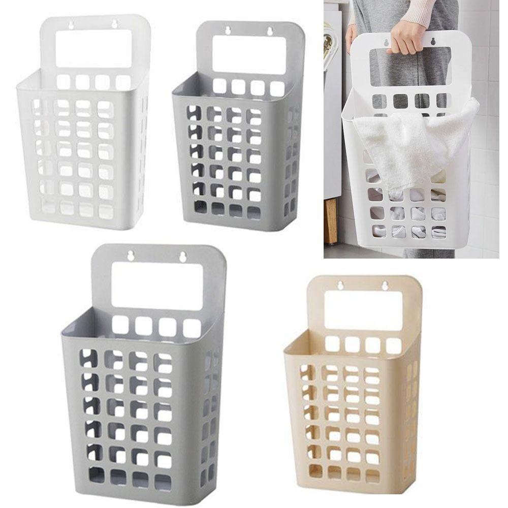 Folded Hanging Laundry Basket Draining Holes Dirty Laundry Organizer Bedroom Closet