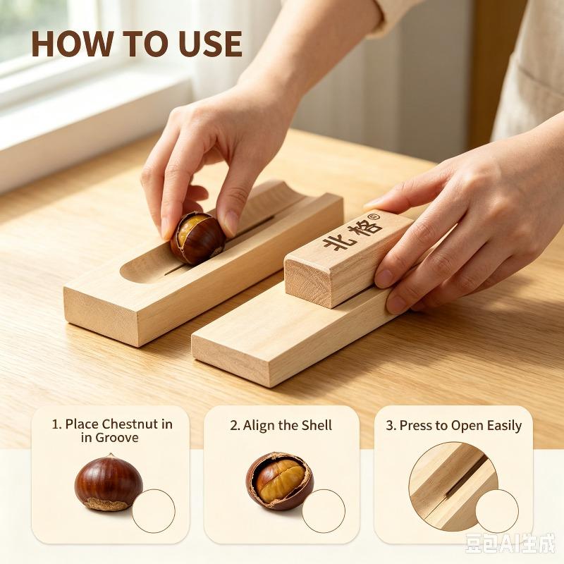 Stainless Steel Chestnut Cutter Tool Wooden Handle Chestnut Opener Cross Cut Chestnut Peeler Kitchen Nut Cracker Gadget7
