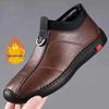 Мужские зимние ботинки Woodpecker с флисовой подкладкой - Теплые, с мягкой подошвой, повседневная кожаная обувь средней высоты для пап