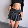 Ladies Solid Colour Pleated Casual Short Skirt