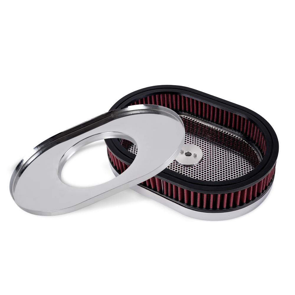 ZSRacing 12"x2" Oval Super Flow Thru Air Cleaner Washable For SBC Chevy Ford Chryler Dodge 5-1/8 Carb Neck OFI131