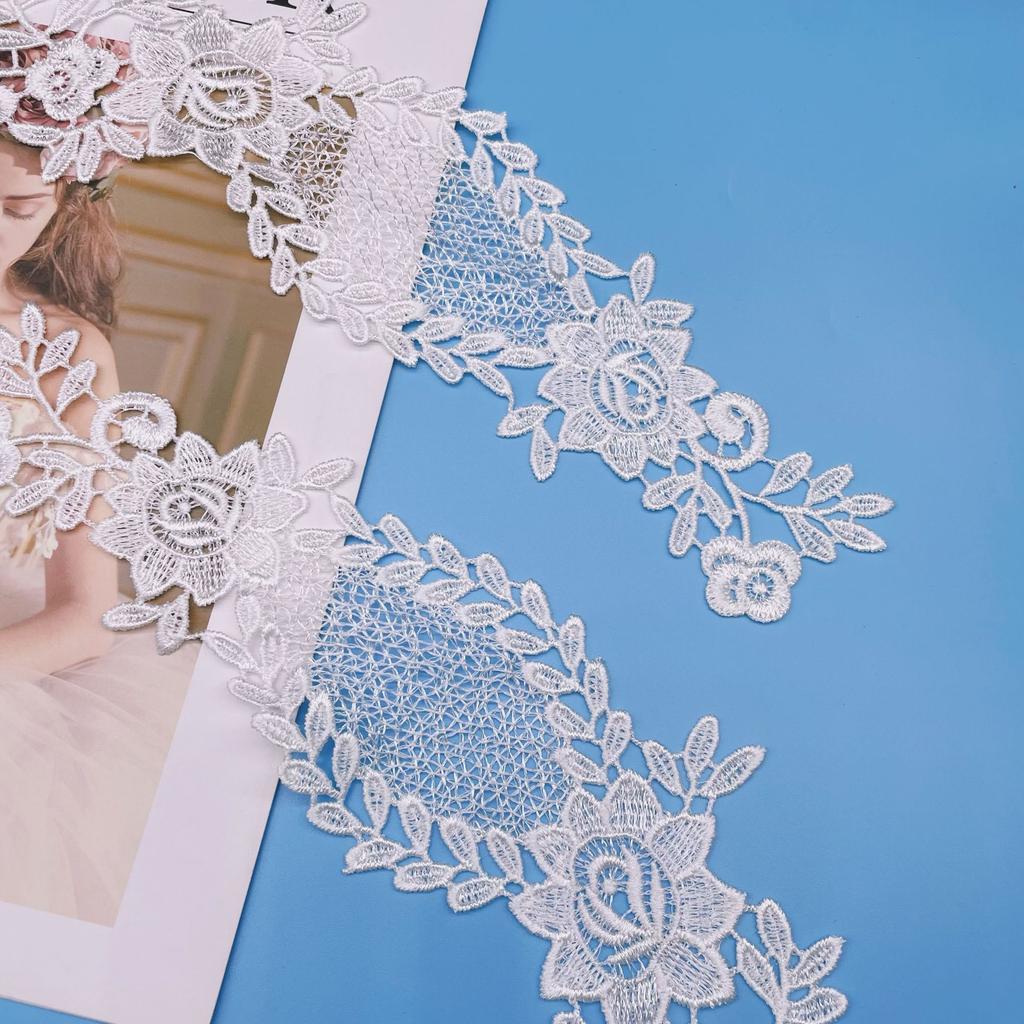 Water Soluble Flower Garment Accessories Water Soluble Polyester Silk Flower Embroidery Lace Polyester Light Hollow Flower Cloth Sticker Accessories