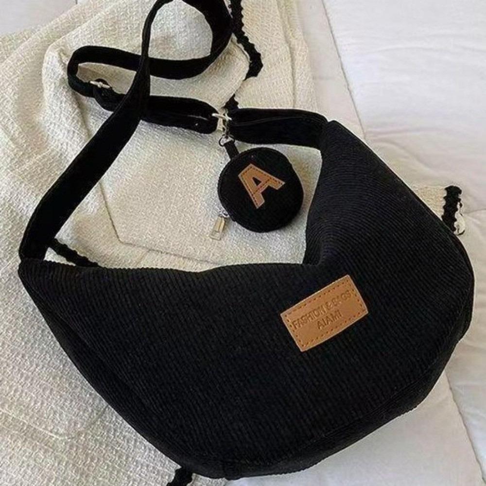 Versatile Corduroy Shoulder Bag Large Capacity Leisure Armpit Bag Women Crossbody Bag Streetwear