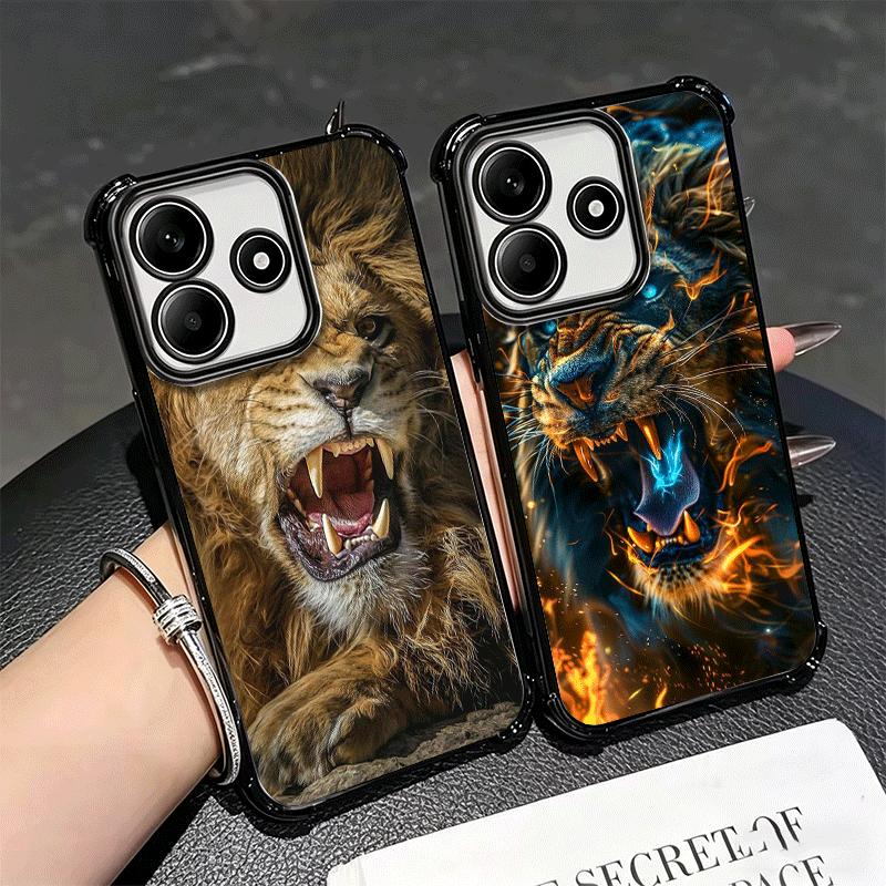Lion Male Man King Plating Phone Case For Xiaomi Redmi Note 14 15 Pro Plus 13 12 11 11S 11T 10 9S 9 5G Anti-Fall Airabag Cover