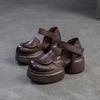 Fashion GKTINOO Retro Round Toe Thick Sole Sandals 2025 Summer New Genuine Leather Casual Versatile Women's Flat Platform Shoes