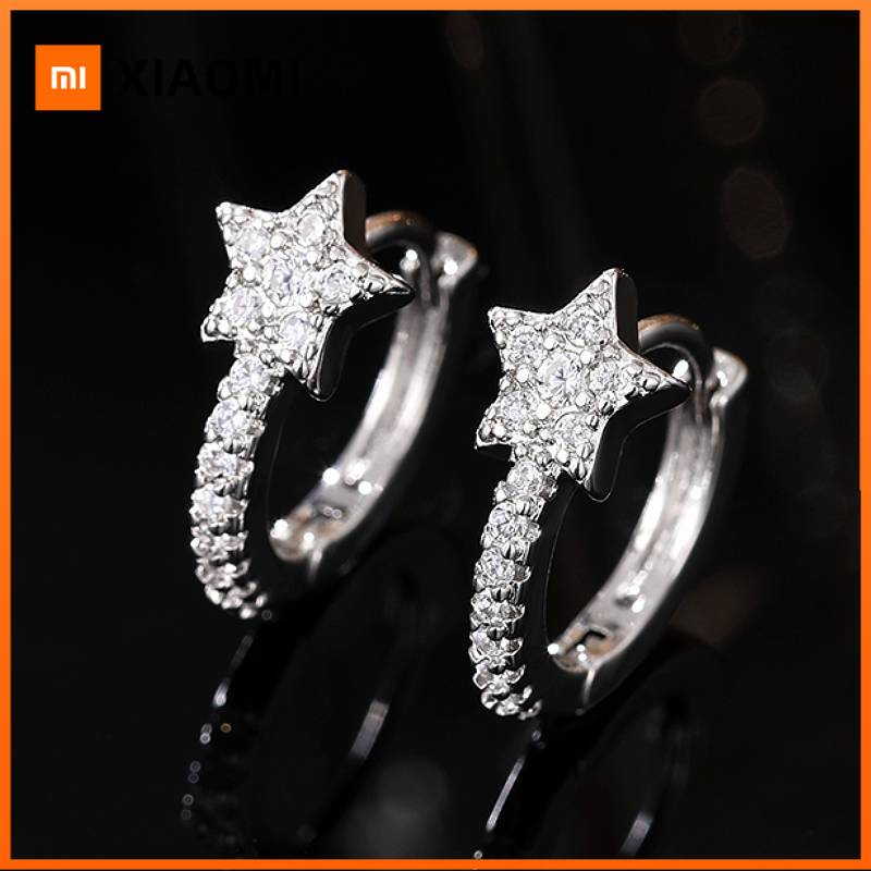Xiaomi Huitan Fresh Style Star Women Hoop Earrings Full Bright CZ Elegant Party Lady Daily Accessories Gold Color/Silver Color Jewelry