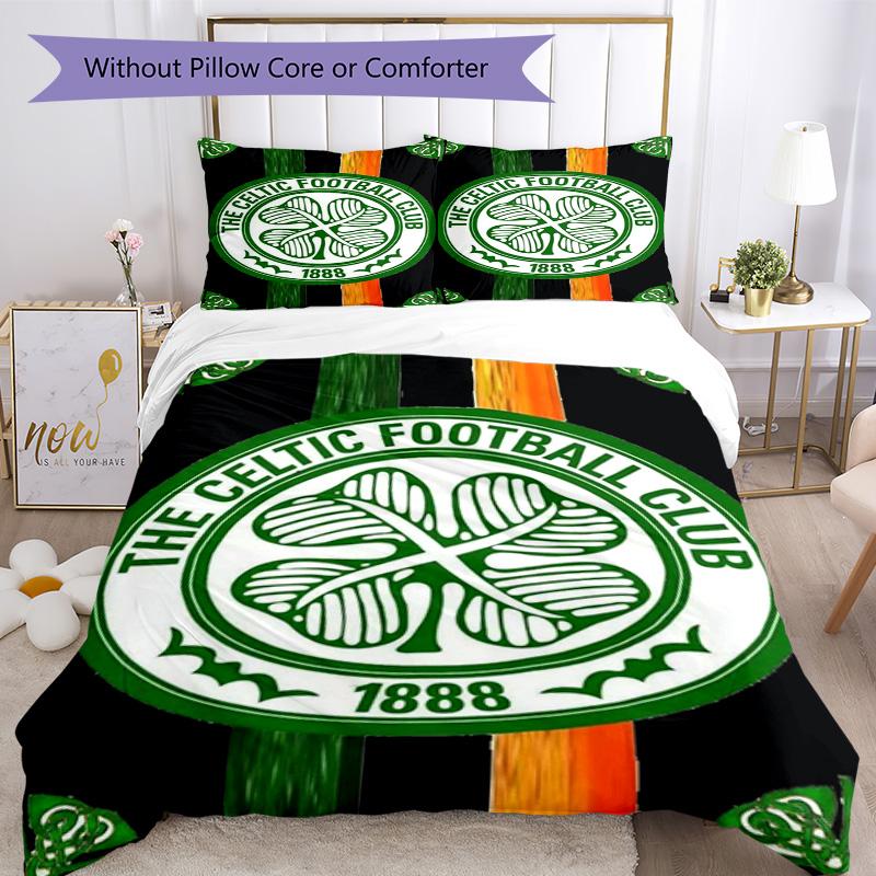 Celtic Football Club Crest Printed Pattern Duvet Cover Set – includes 1 duvet cover and 2 matching pillowcases Bedroom decor Christmas gifts