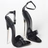 Fashion FHC 18CM Thin Metal High Heels Sandals,Women Sexy Fetish Summer Shoes,Man Cosplay Stage Show ,Ankle Strap,Black,Custom Colors