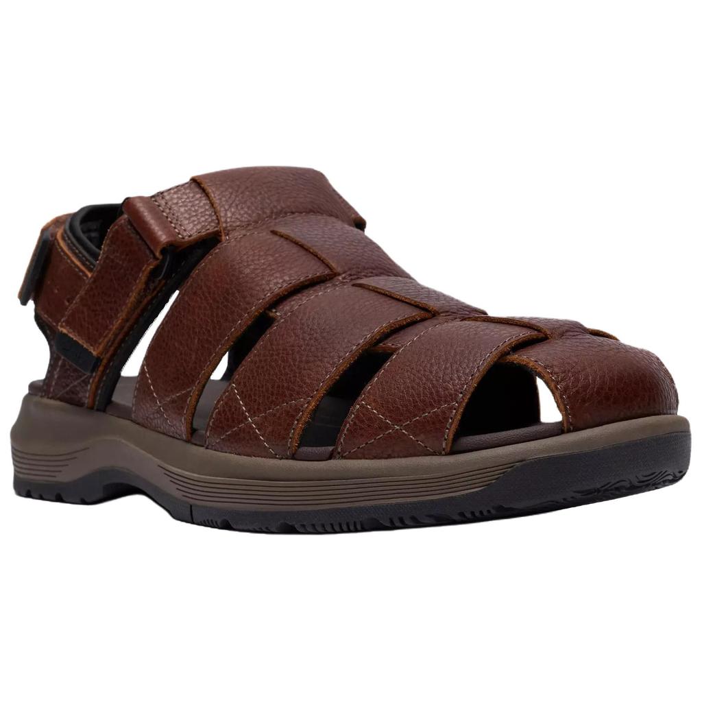 Clarks Guideview Cove Кожаные Повседневные Универсальные Пляжные Сандалии Мужские сандалии Темно-Коричневые 26187589