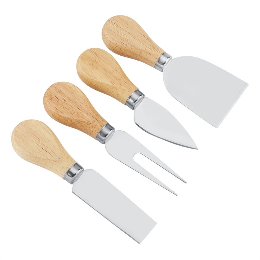 4PCS Wood Handle Cheese Knife Set Stainless Steel Cheese Cutter Set Cheese Serving Tool Kitchen