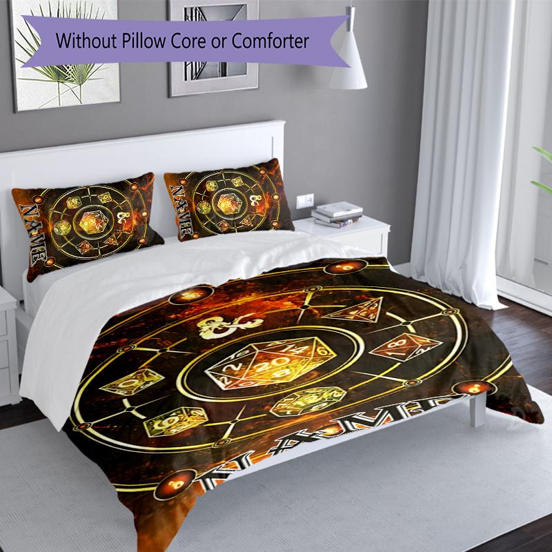 3pcs Custom Name Dungeons & Dragons Set,Includes 1 Duvet Cover and 2 Pillowcases,All-season Bedroom Decor