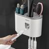 Plastic Automatic Toothpaste Dispenser Wall-Mounted Punch-Free Toothbrush Squeezer Holder Waterproof Magnetic Adsorption