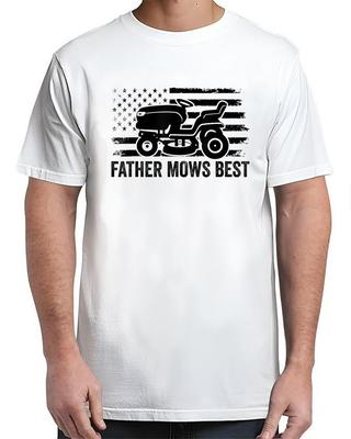 Father Mows Best Lawn Care Dad Mowing Patriotic Vintage Adult S-4XL Unisex T-Shirt