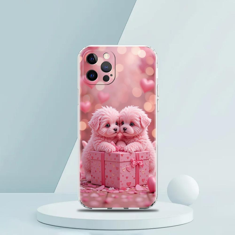 Мягкий прозрачный чехол-бампер из ТПУ для iPhone 16 15 14 13 12 11 Pro Max XR 8 7 Plus Ударопрочный корпус Милый рисунок с маленькой собачкой