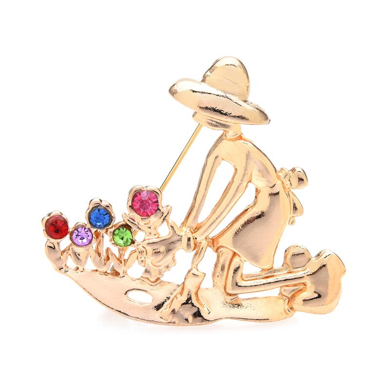 Plant Flower Lady Brooches For Women Unisex Rhinestone Gardening Girl Party Casual Brooch Pin Gifts
