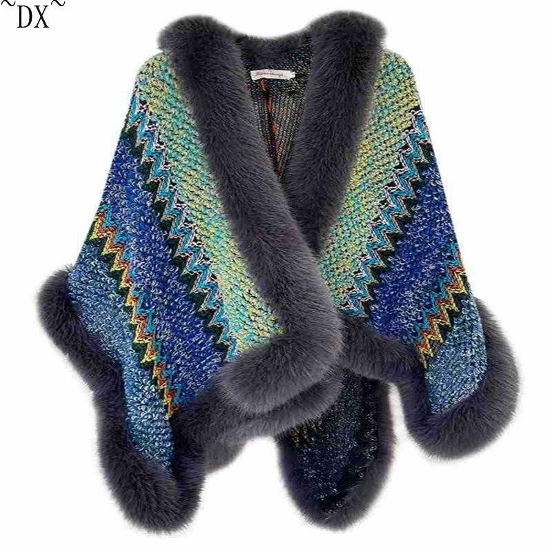 DX ~~~ Меховая шаль, женский наряд, зимний новый модный зарубежный высококачественный шарф из лисьего меха, толстая накидка
