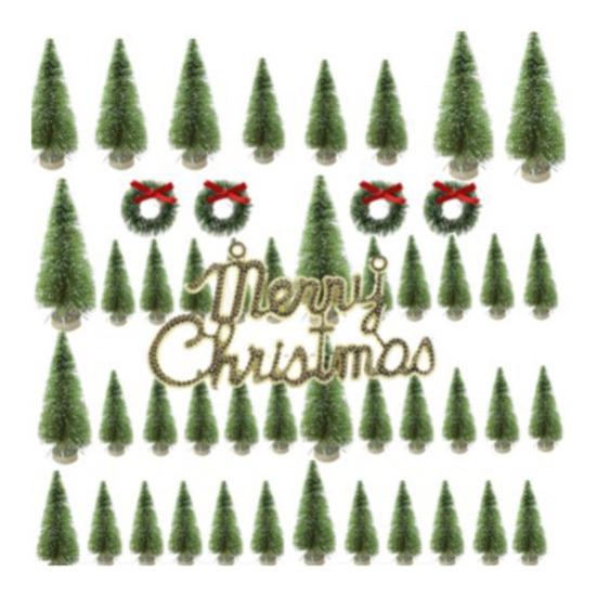 Мини-рождественские елки, набор искусственных елок для бутылок, елочки с деревянной основой, пластиковая настольная фигурка рождественской елки для домашнего офиса, декор для вечеринки