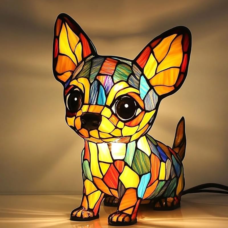Витражная лампа в виде корги, ночник с изображением собак и кошек, подарки для бассет-хаундов, витражная лампа с изображением кошек, винтажный ночник с изображением животных для домашнего декора