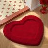 Коврик для ванной в форме сердца, Супертолстый ковер с высоким ворсом, Быстросохнущий, впитывающий и с нескользящей основой из ТПР для пола ванной комнаты (красный)