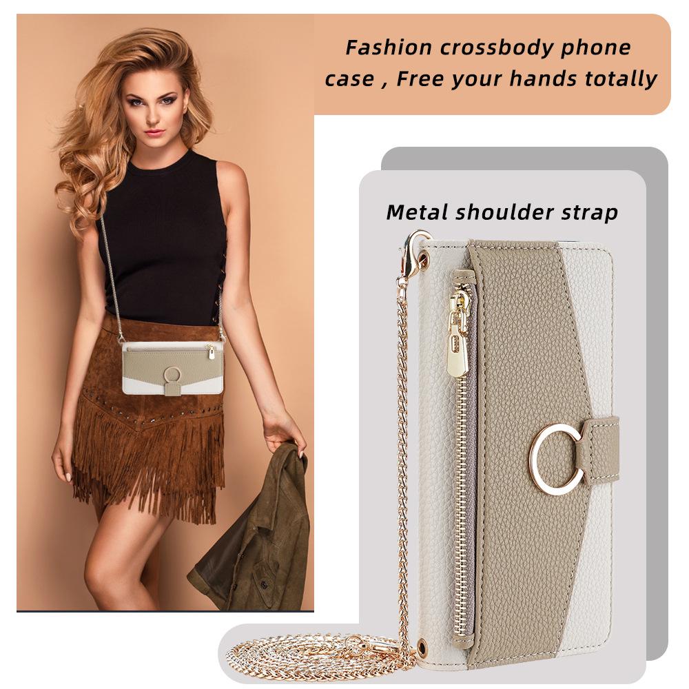 Cross-border Tecno Spark 20 Pro & Itel A50 4G Shoulder Strap Wallet Mirror Leather Phone Case