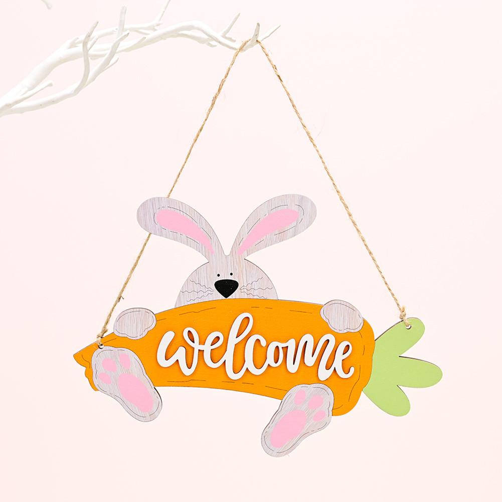 Colorful Wooden Easter Pendant Easter Carrot Element Letter Card Decoration For Indoor Outdoor Parties Exquisite Gifts